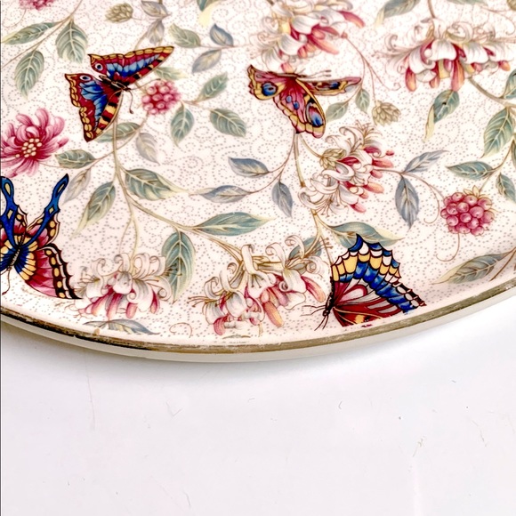 Royal Tudor Ware & Barker Bros., Ltd. Lorna Doone Botanical Butterflies Platter - Picture 3 of 12